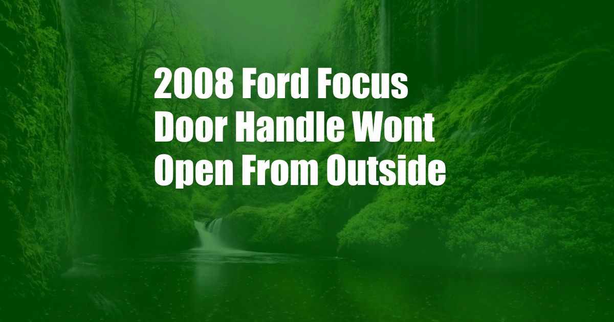 2008 Ford Focus Door Handle Wont Open From Outside