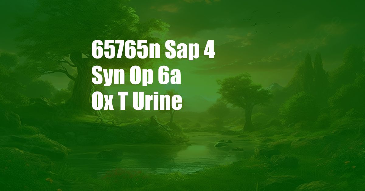 65765n Sap 4 Syn Op 6a Ox T Urine