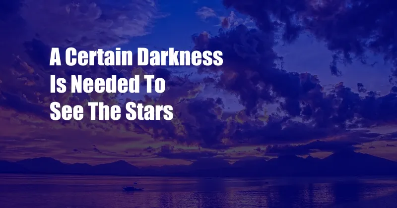 A Certain Darkness Is Needed To See The Stars