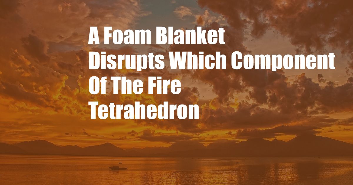 A Foam Blanket Disrupts Which Component Of The Fire Tetrahedron