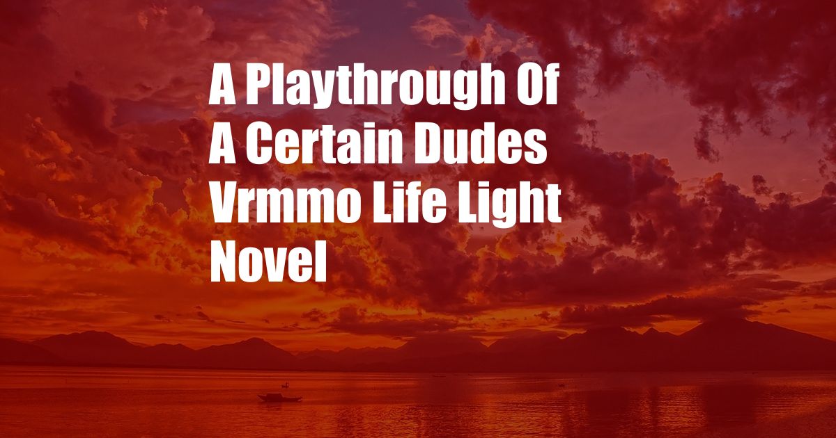 A Playthrough Of A Certain Dudes Vrmmo Life Light Novel