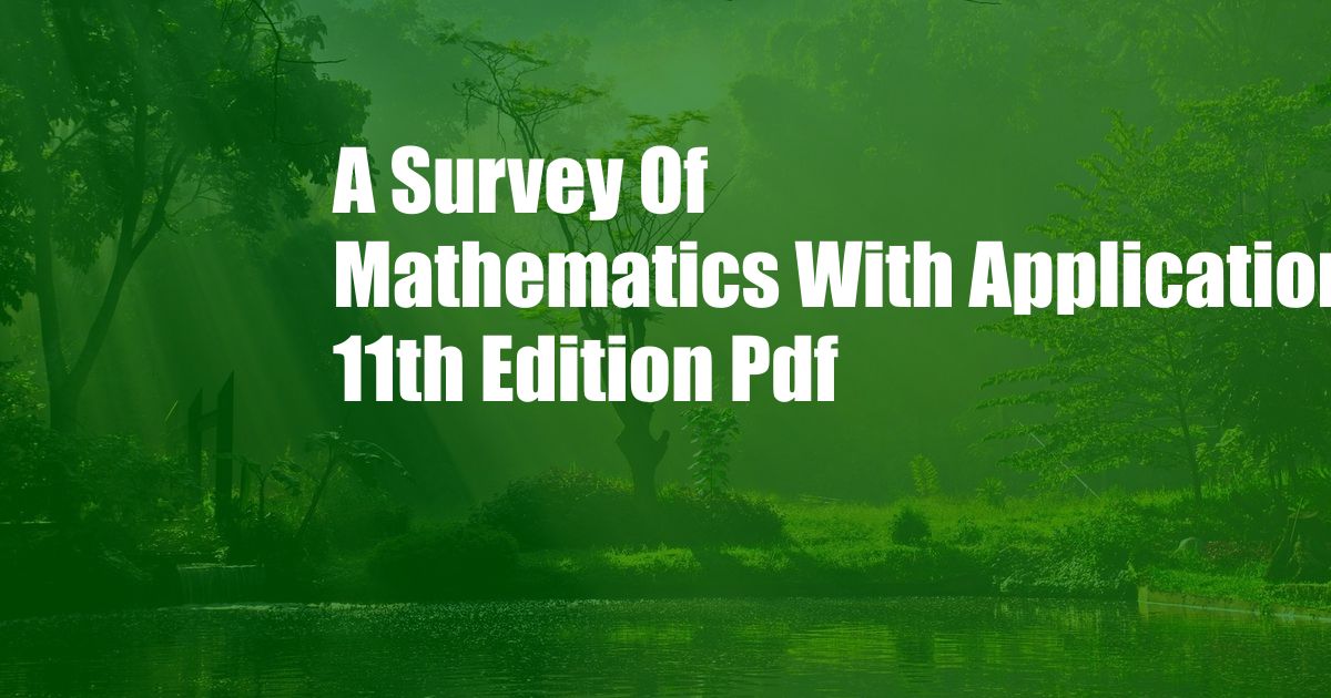 A Survey Of Mathematics With Applications 11th Edition Pdf