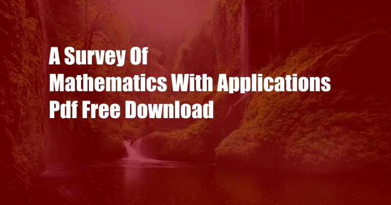 A Survey Of Mathematics With Applications Pdf Free Download