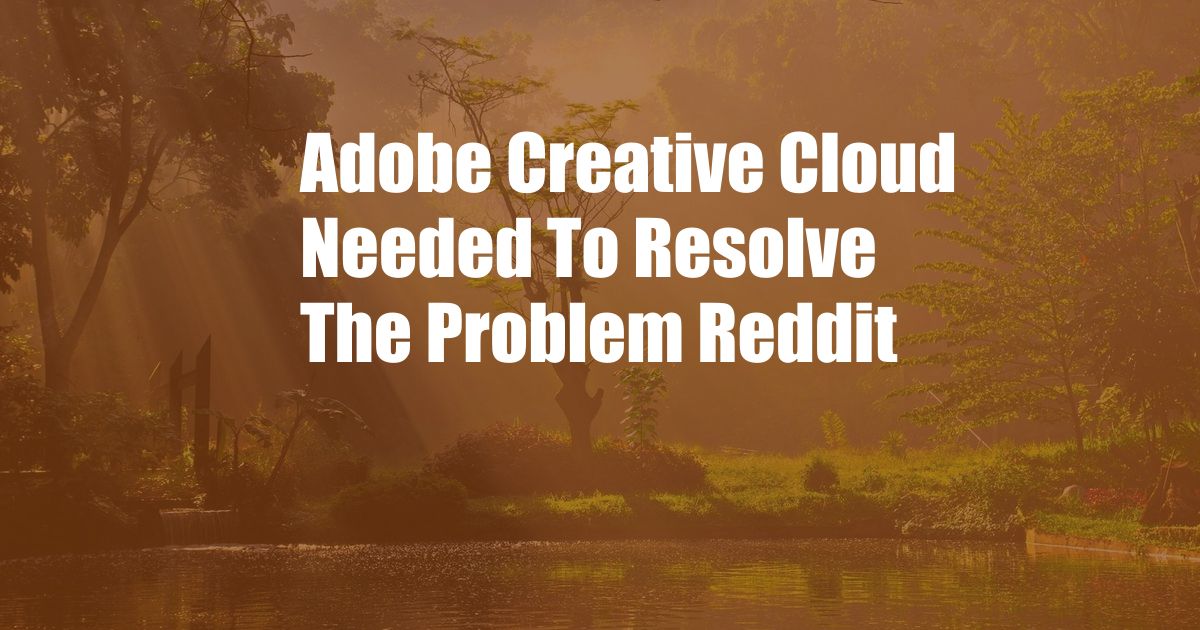 Adobe Creative Cloud Needed To Resolve The Problem Reddit