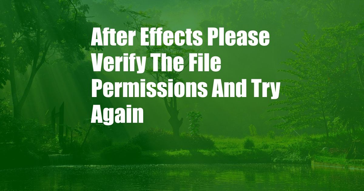 After Effects Please Verify The File Permissions And Try Again