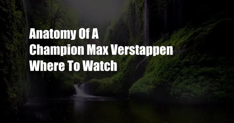 Anatomy Of A Champion Max Verstappen Where To Watch