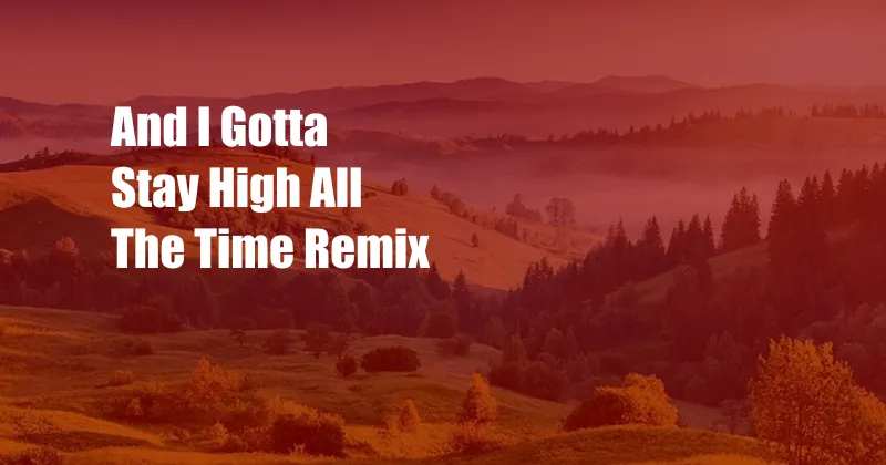 And I Gotta Stay High All The Time Remix