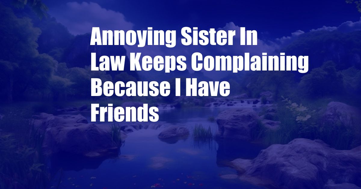 Annoying Sister In Law Keeps Complaining Because I Have Friends