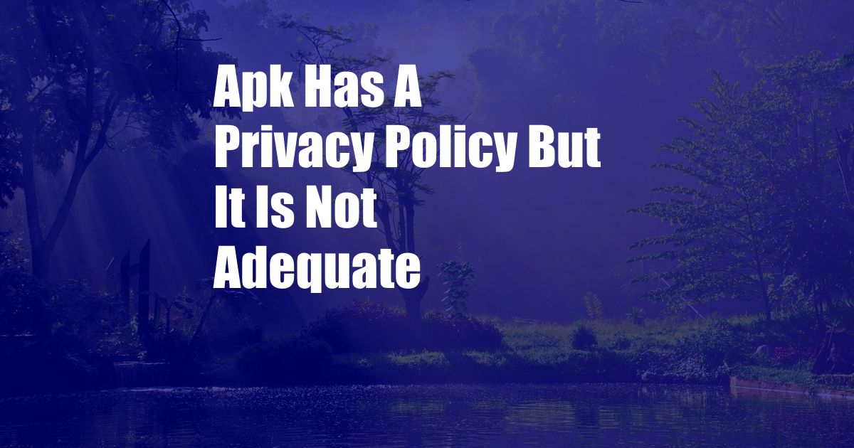 Apk Has A Privacy Policy But It Is Not Adequate