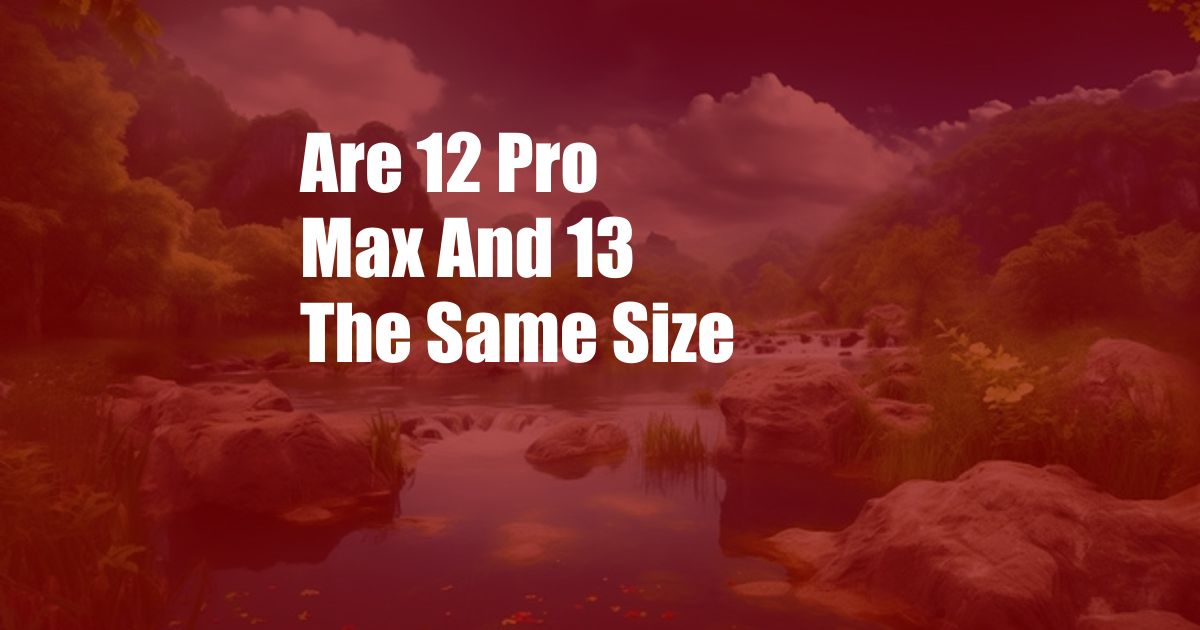 Are 12 Pro Max And 13 The Same Size