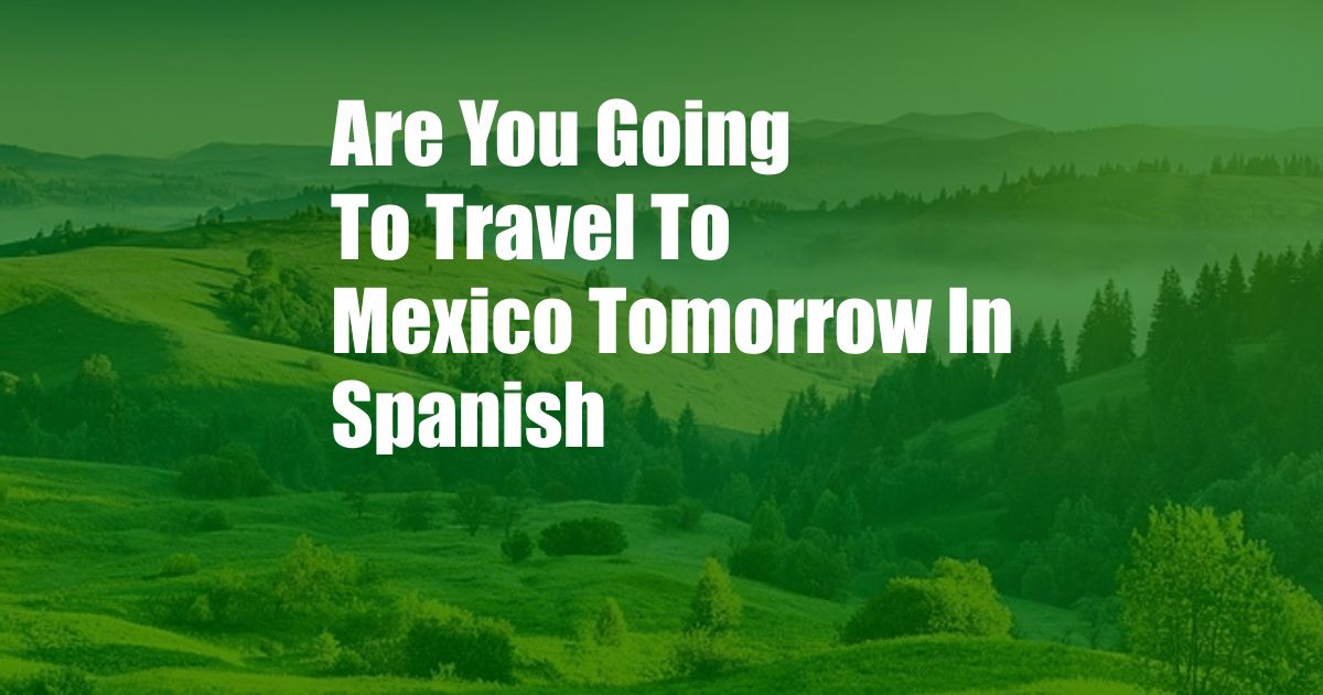 Are You Going To Travel To Mexico Tomorrow In Spanish