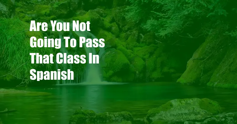 Are You Not Going To Pass That Class In Spanish