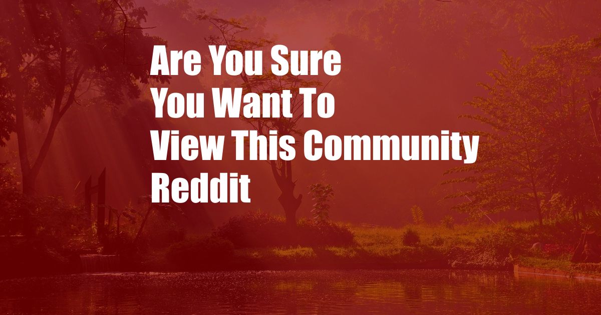 Are You Sure You Want To View This Community Reddit