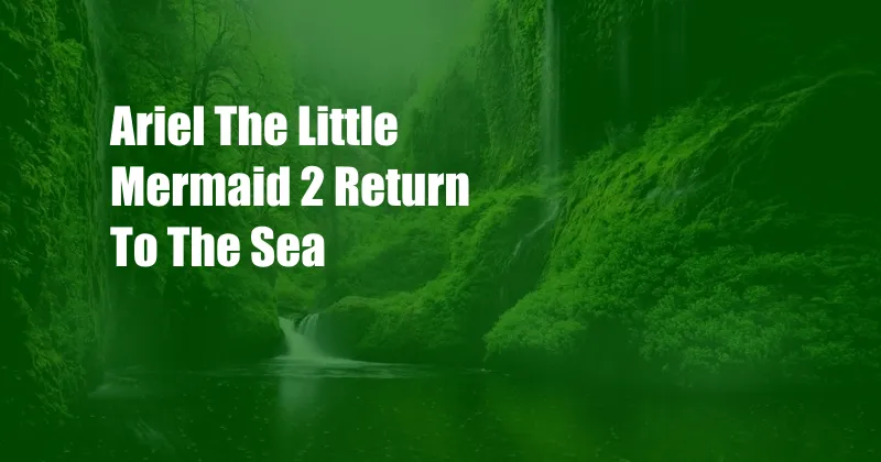 Ariel The Little Mermaid 2 Return To The Sea