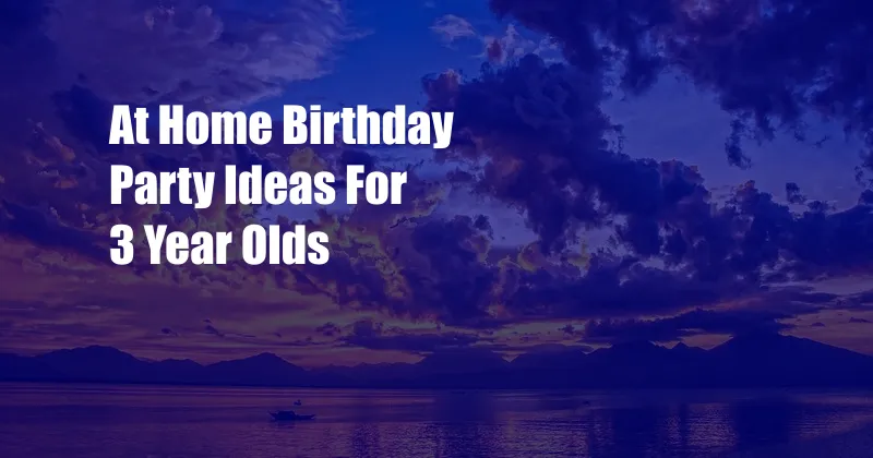 At Home Birthday Party Ideas For 3 Year Olds