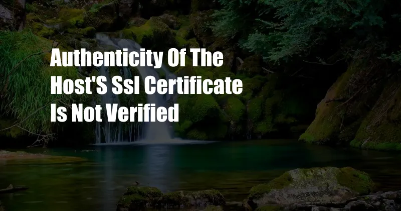 Authenticity Of The Host'S Ssl Certificate Is Not Verified