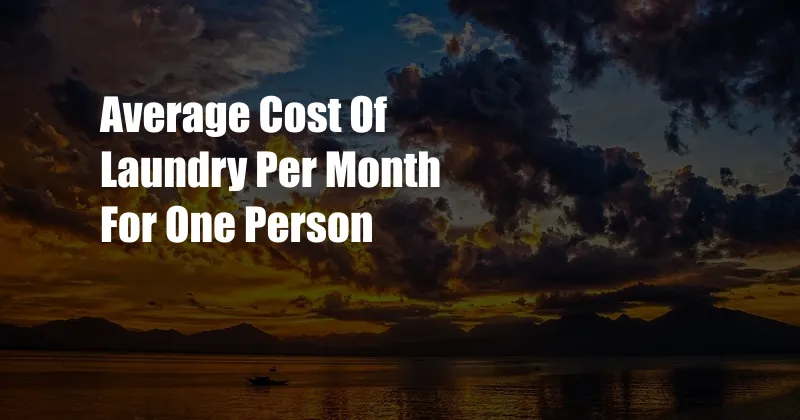 Average Cost Of Laundry Per Month For One Person