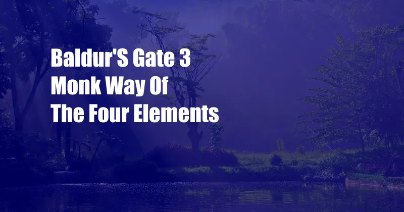 Baldur'S Gate 3 Monk Way Of The Four Elements