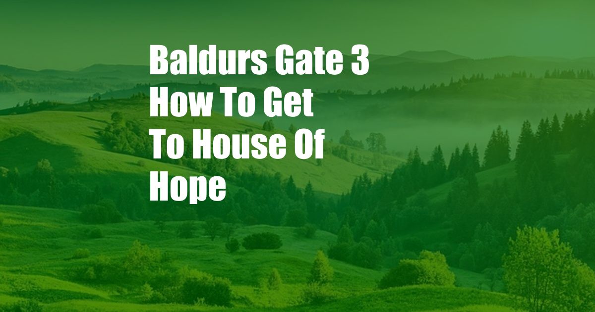 Baldurs Gate 3 How To Get To House Of Hope