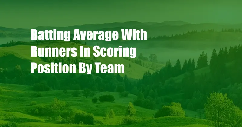 Batting Average With Runners In Scoring Position By Team