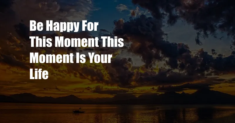 Be Happy For This Moment This Moment Is Your Life