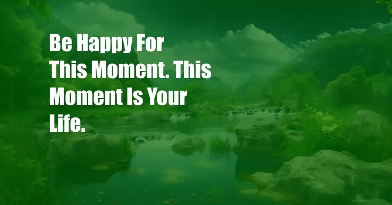 Be Happy For This Moment. This Moment Is Your Life.