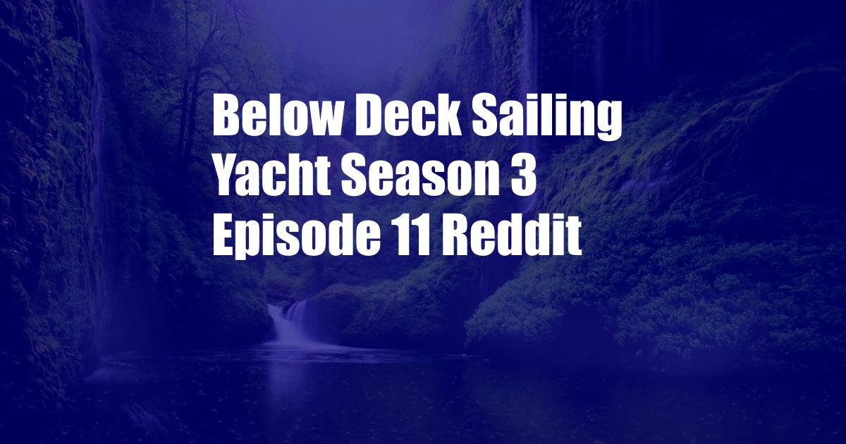 Below Deck Sailing Yacht Season 3 Episode 11 Reddit