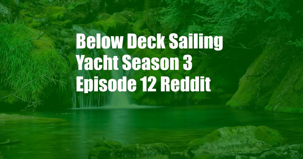 Below Deck Sailing Yacht Season 3 Episode 12 Reddit