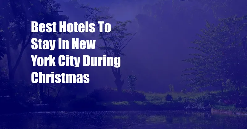 Best Hotels To Stay In New York City During Christmas