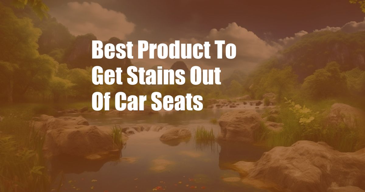 Best Product To Get Stains Out Of Car Seats