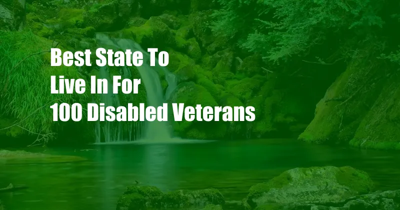 Best State To Live In For 100 Disabled Veterans