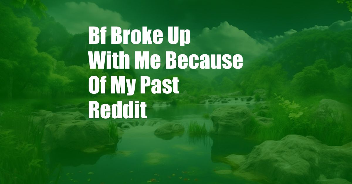 Bf Broke Up With Me Because Of My Past Reddit