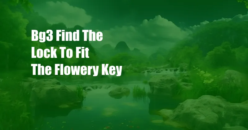 Bg3 Find The Lock To Fit The Flowery Key