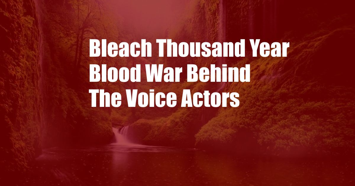 Bleach Thousand Year Blood War Behind The Voice Actors