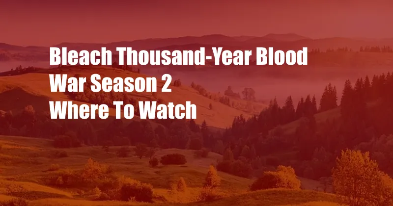 Bleach Thousand-Year Blood War Season 2 Where To Watch