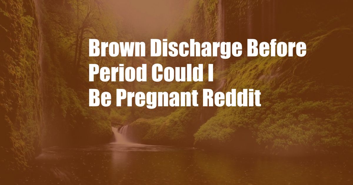 Brown Discharge Before Period Could I Be Pregnant Reddit