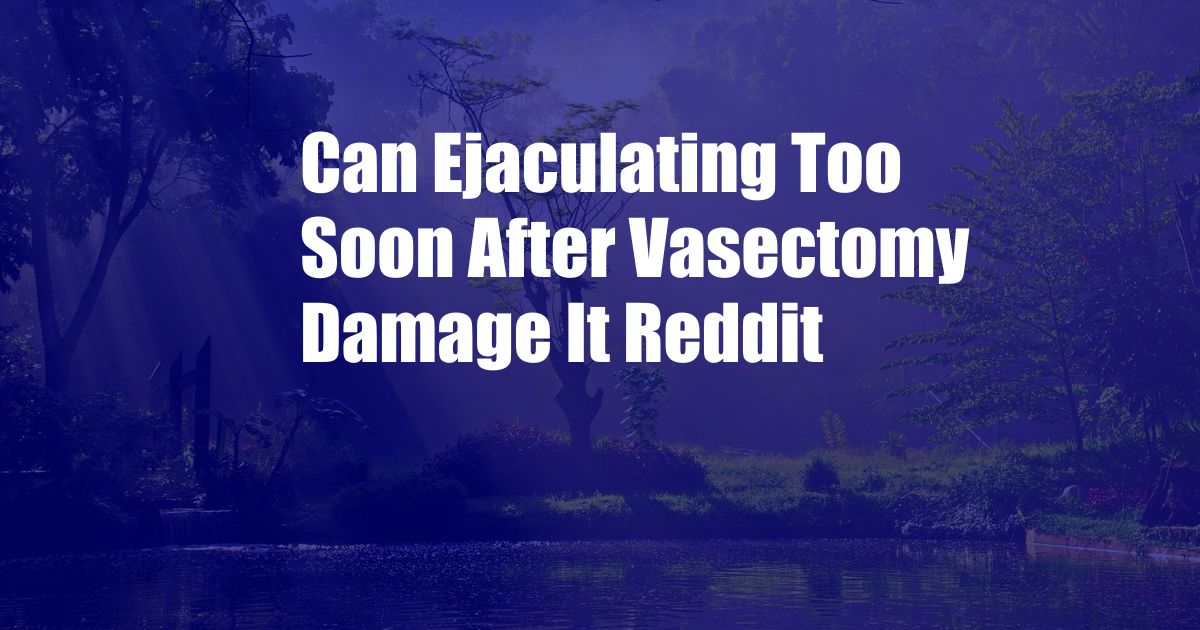Can Ejaculating Too Soon After Vasectomy Damage It Reddit
