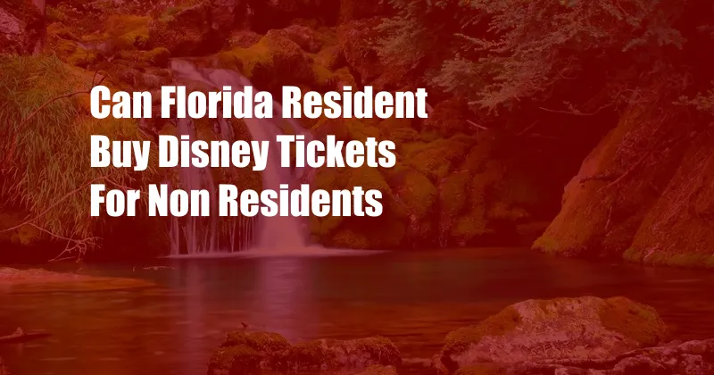 Can Florida Resident Buy Disney Tickets For Non Residents