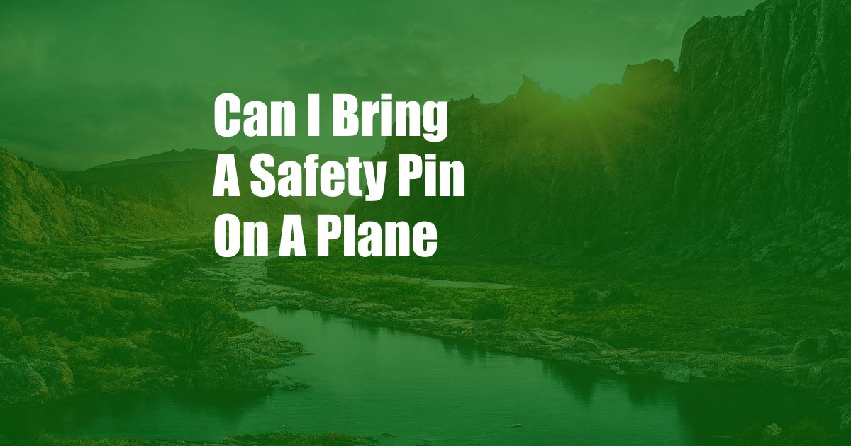 Can I Bring A Safety Pin On A Plane