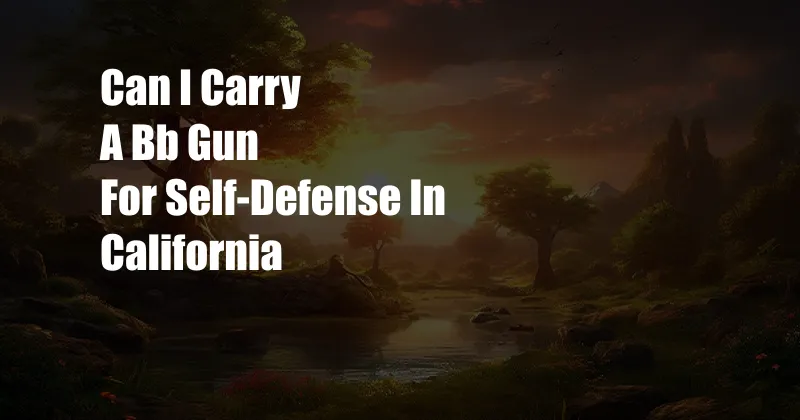 Can I Carry A Bb Gun For Self-Defense In California