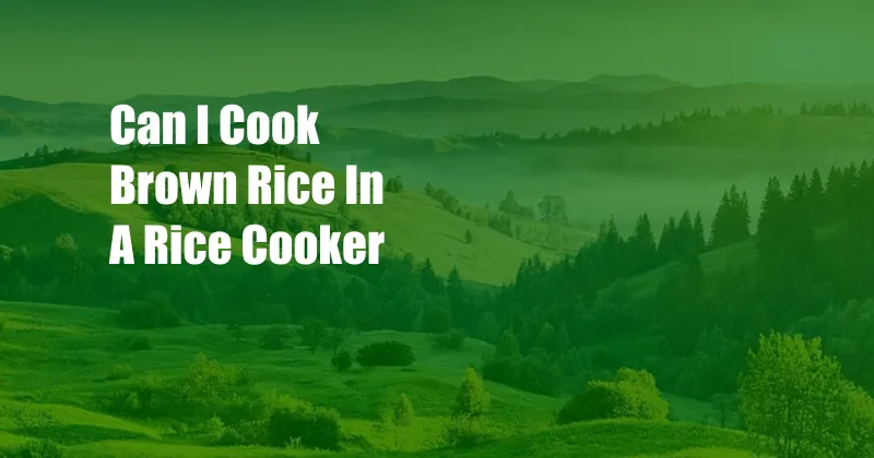 Can I Cook Brown Rice In A Rice Cooker