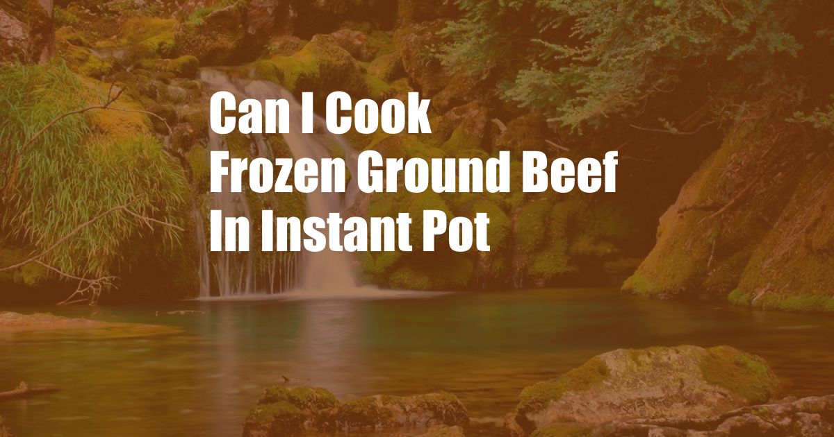 Can I Cook Frozen Ground Beef In Instant Pot