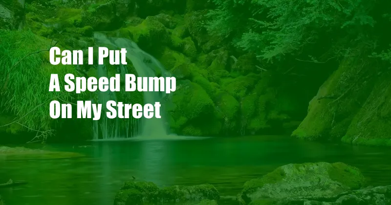 Can I Put A Speed Bump On My Street