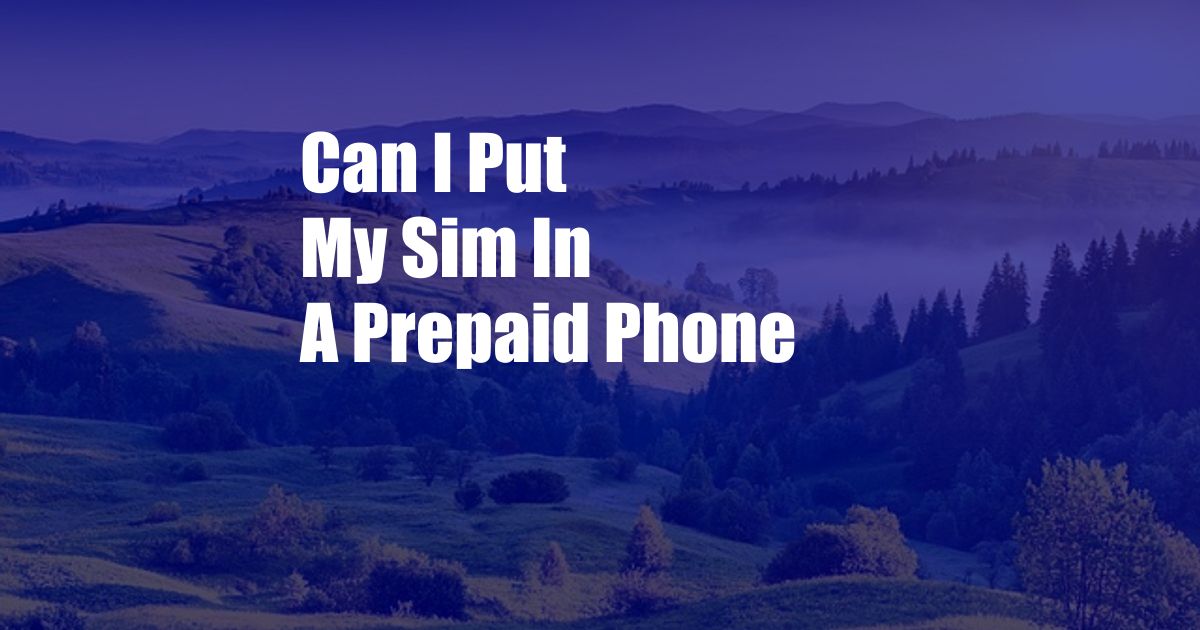 Can I Put My Sim In A Prepaid Phone