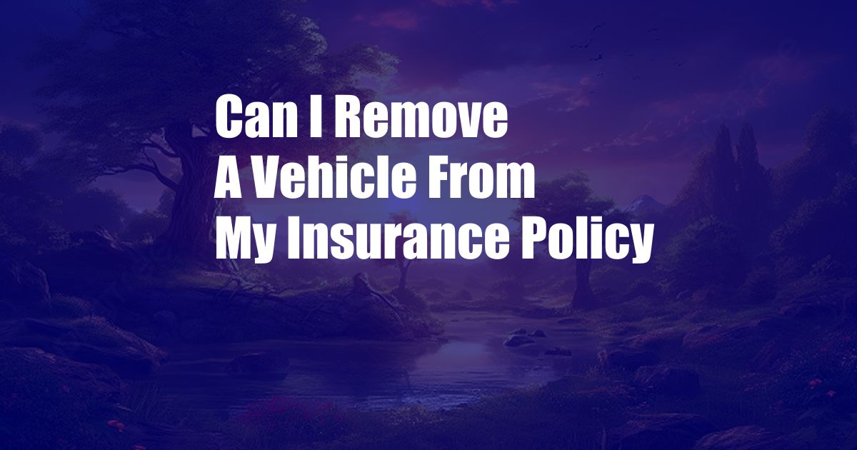 Can I Remove A Vehicle From My Insurance Policy