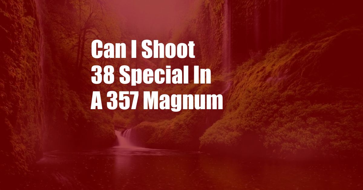 Can I Shoot 38 Special In A 357 Magnum