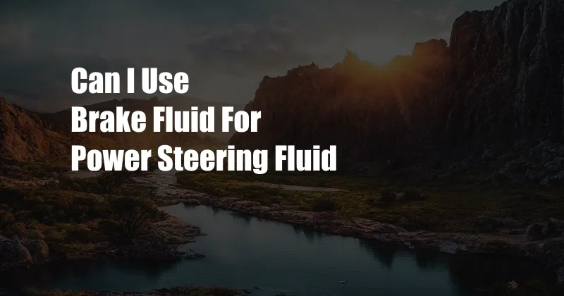 Can I Use Brake Fluid For Power Steering Fluid