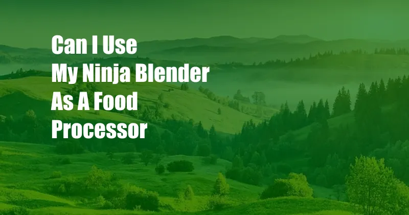 Can I Use My Ninja Blender As A Food Processor