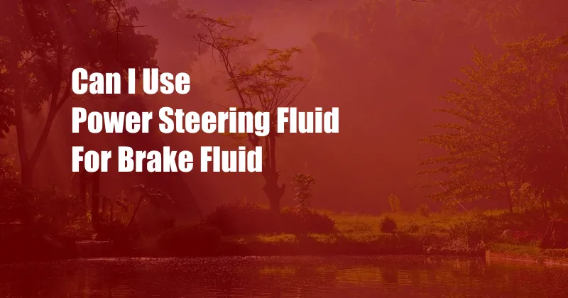 Can I Use Power Steering Fluid For Brake Fluid