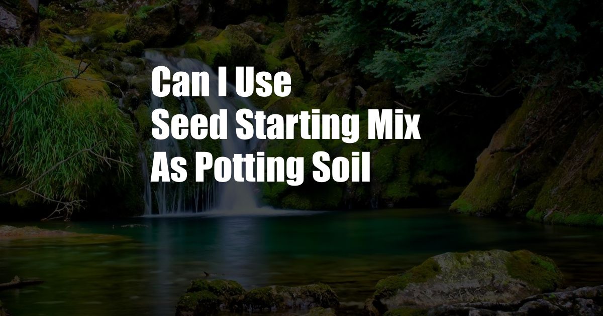 Can I Use Seed Starting Mix As Potting Soil